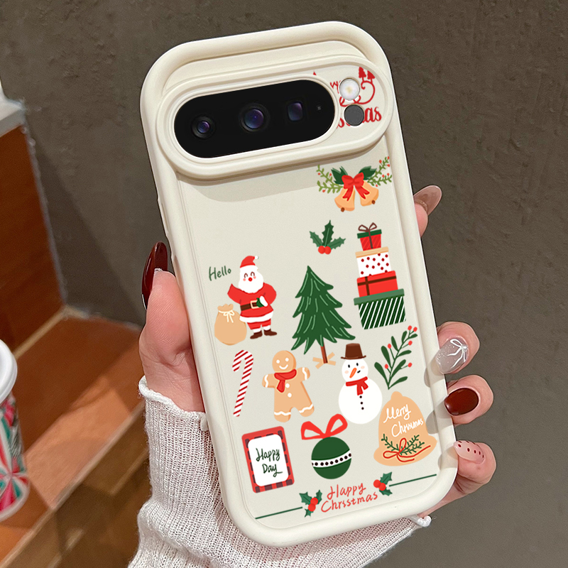 Google Pixel 8A - Gelukkig Kerst Patroon Zachte TPU Telefoon