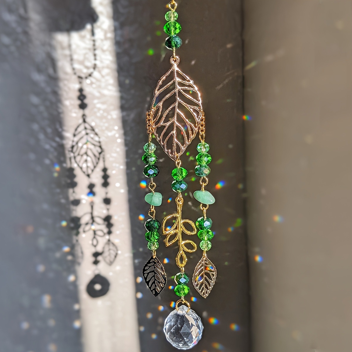 Crystal Ball Decor - Groene kristallen zonenvanger hangende ornament, gouden